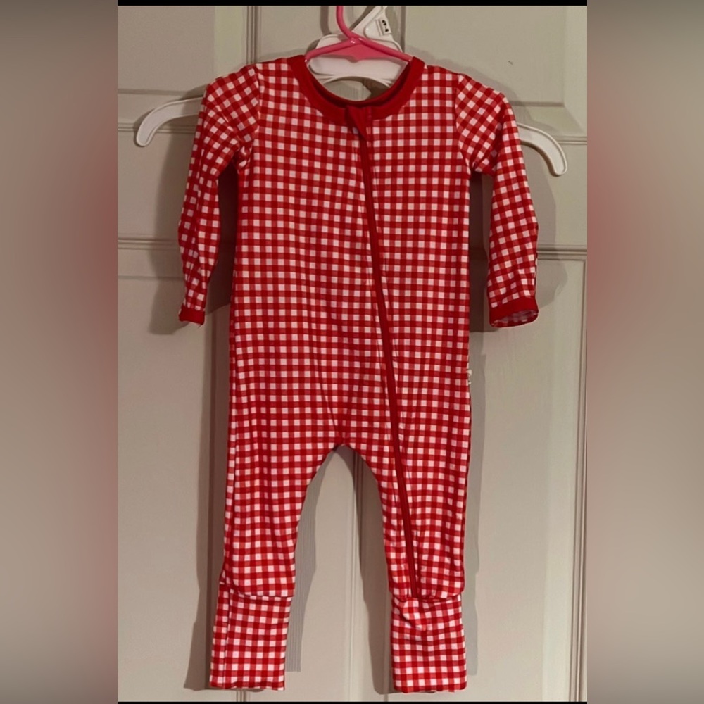 Charming Mary Red Gingham Zip Sleeper Romper, sleeper 
Size 12 month